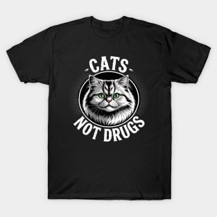 Cats Not Drugs Munchkin British Longhair T-Shirt